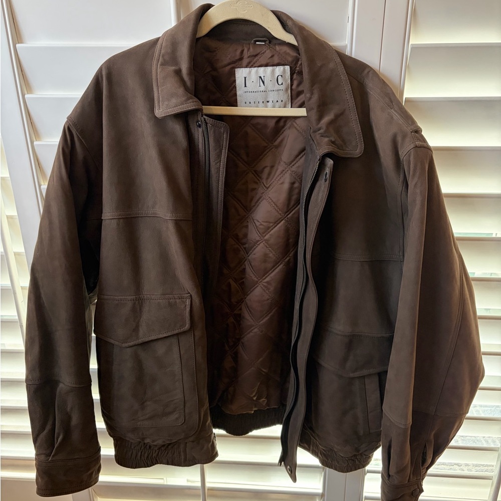 INC International Concepts Men's Dark Brown Bomber Jacket XL